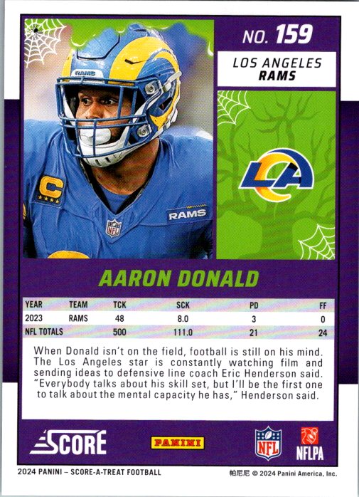 2024 Score-A-Treat #159 Aaron Donald A-Treat - Green Bats
