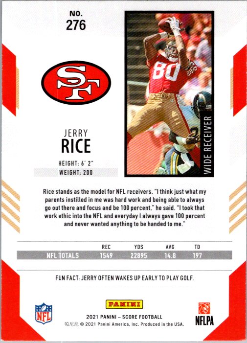 2021 Score #276 Jerry Rice Red