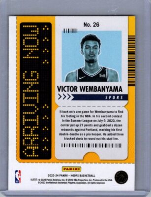 2023-24 Hoops #26 Victor Wembanyama Arriving Now RC🔥🔥
