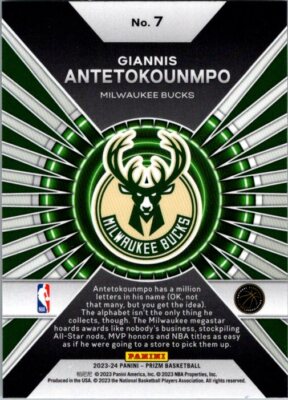 2023-24 PRIZM #7 Giannis Antetokounmpo Dominance SILVER