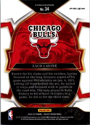 2022-23 Panini Select #34 Zach LaVine Red Cracked Ice Prizms
