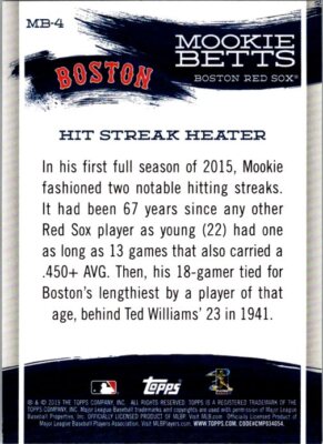2019 Topps #MB-4 Mookie Betts Mookie Betts Star Player Highlights