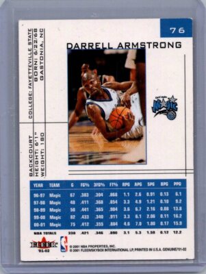2001-02 Fleer Genuine #76 Darrell Armstrong AUTO