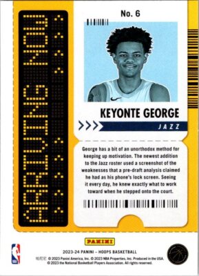 2023-24 Hoops #6 Keyonte George Arriving Now RC
