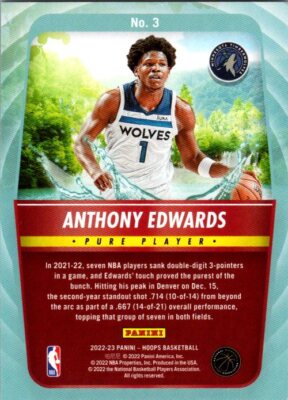 2022-23 Hoops Winter #3 Anthony🔥ANT MAN🔥Edwards Pure Players