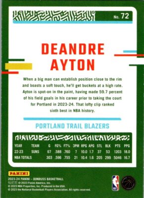 2023-24 Donruss #72 Deandre Ayton GREEN Laser Holo