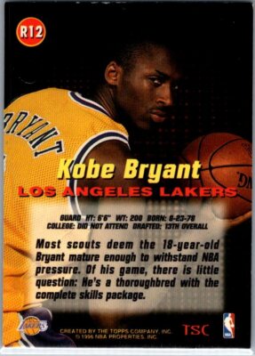 1996-97 Stadium Club #R12 Kobe Bryant Member's Only Rookies (Series One)