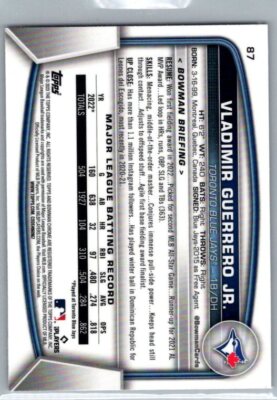 2023 Bowman #87 Vladimir Guerrero Jr. Mojo Refractors