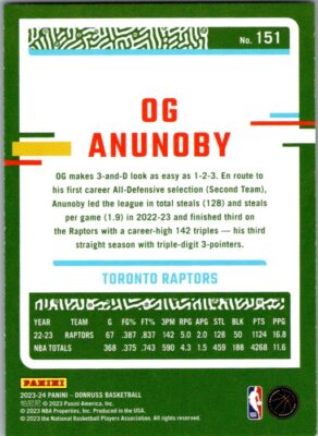 2023-24 Donruss #151 OG Anunoby Green Laser Holo