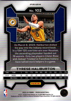 PRIZM #102 TYRESE HALIBURTON CRACKED ICE PINK