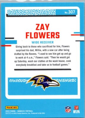 PANINI DONRUSS #307 ZAY FLOWERS RC