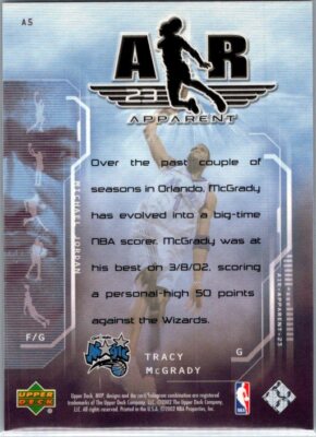 2002-03 Upper Deck MVP #A5 Tracy McGrady Air Apparent