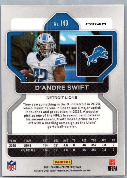 2021 Panini Prizm D’ANDRE SWIFT Red White Blue Parallel #149 SP Lions Eagles
