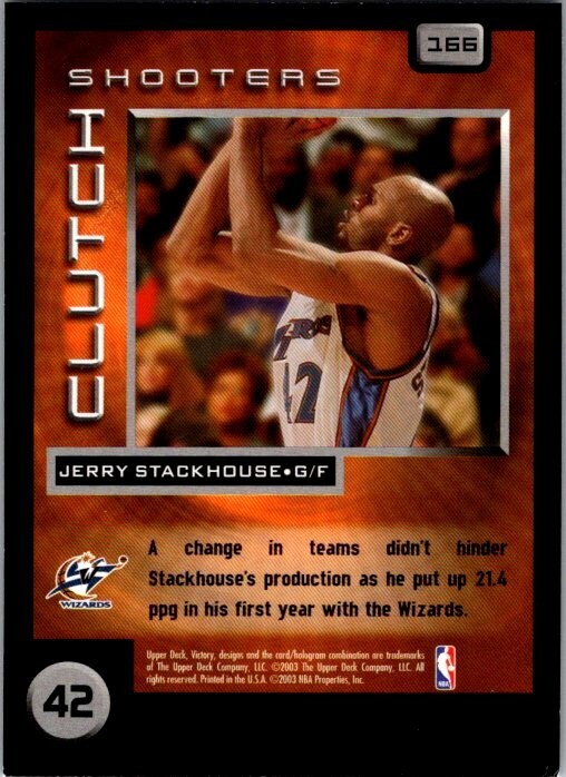 2003-04 Upper Deck Victory JERRY STACKHOUSE # 166 CLUTCH SHOOTERS