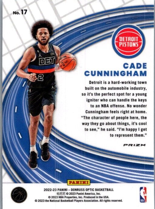 2022-23 Panini Donruss Optic CADE CUNNINGHAM Express Lane HALO INSER #17 Pistons