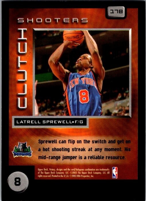 2003-04 Upper Deck Victory LATRELL SPREWELL #178 CLUTCH SHOOTERS