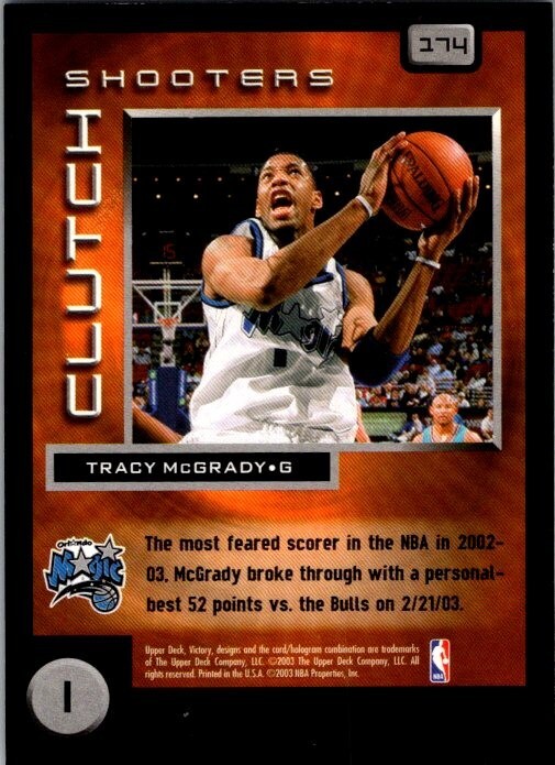 2003-04 Upper Deck Victory TRACY MCGRADY #174 CLUTCH SHOOTERS